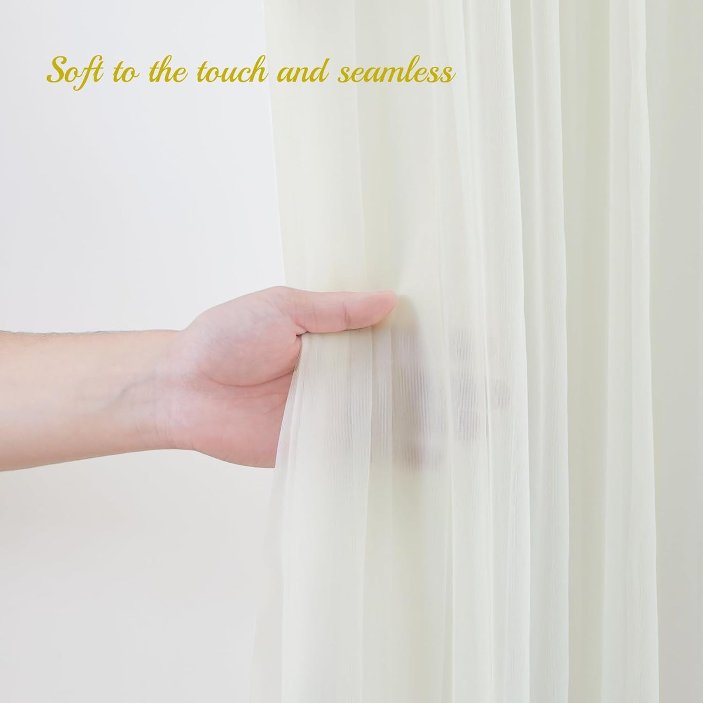 10x10ft Ivory Tulle Backdrop Curtain for Parites, Sheer Backdrop Curtains for Wedding Baby Shower Birthday Party Photo Shoot Decorations