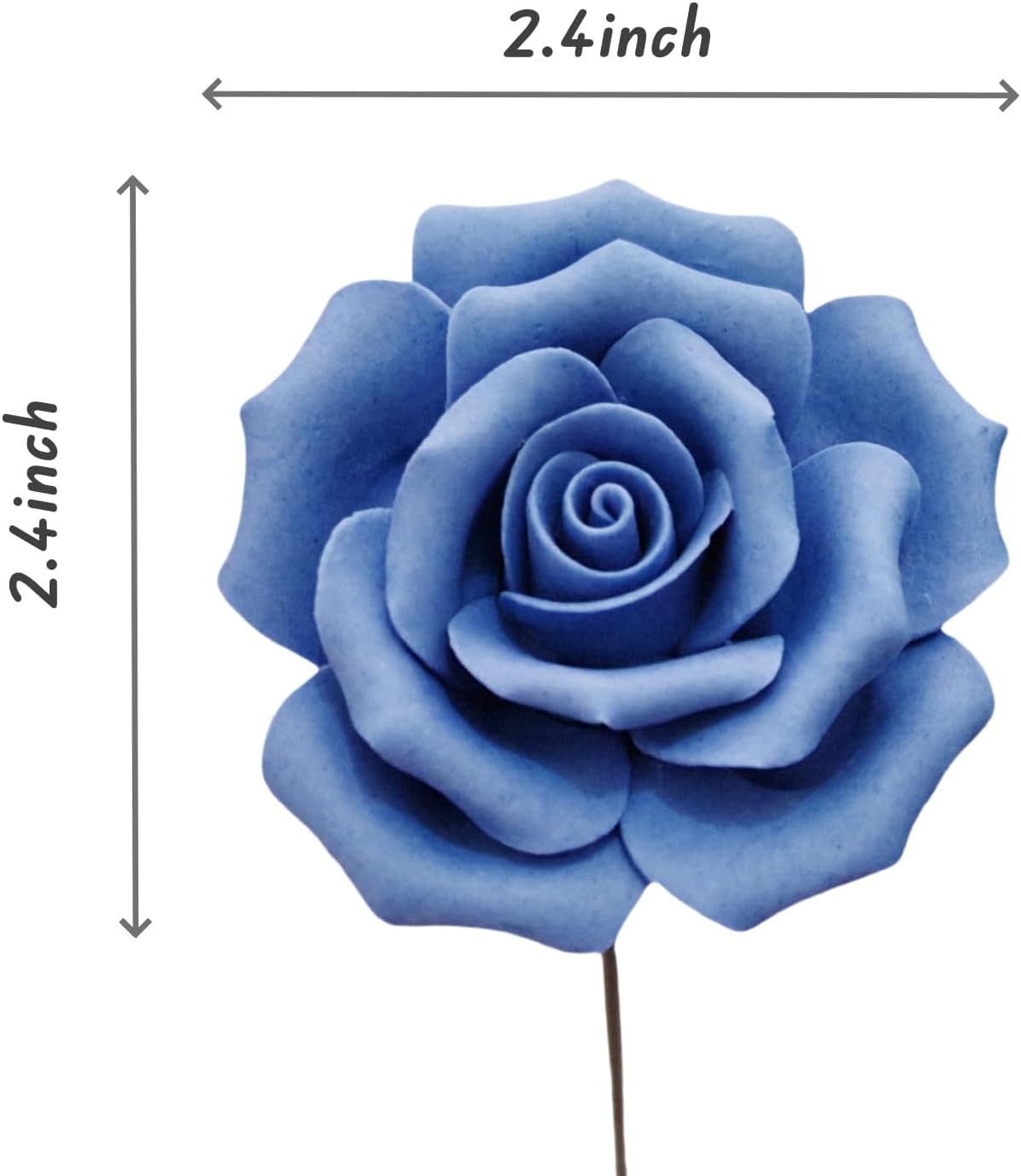 6 pcs Handmade Ceramic Roses,Featuring Vibrant Colors and Intricate Petal Details Floral Decorations ，Ceramic Floral Decorations（Blue）