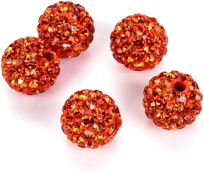 100pcs Adabele Grade A Suncatcher Crystal Rhinestone Pave Loose Beads 12mm Sun Orange Polymer Clay Disco Ball Spacers Compatible with Shamballa All Craft Jewelry Making DB12-12