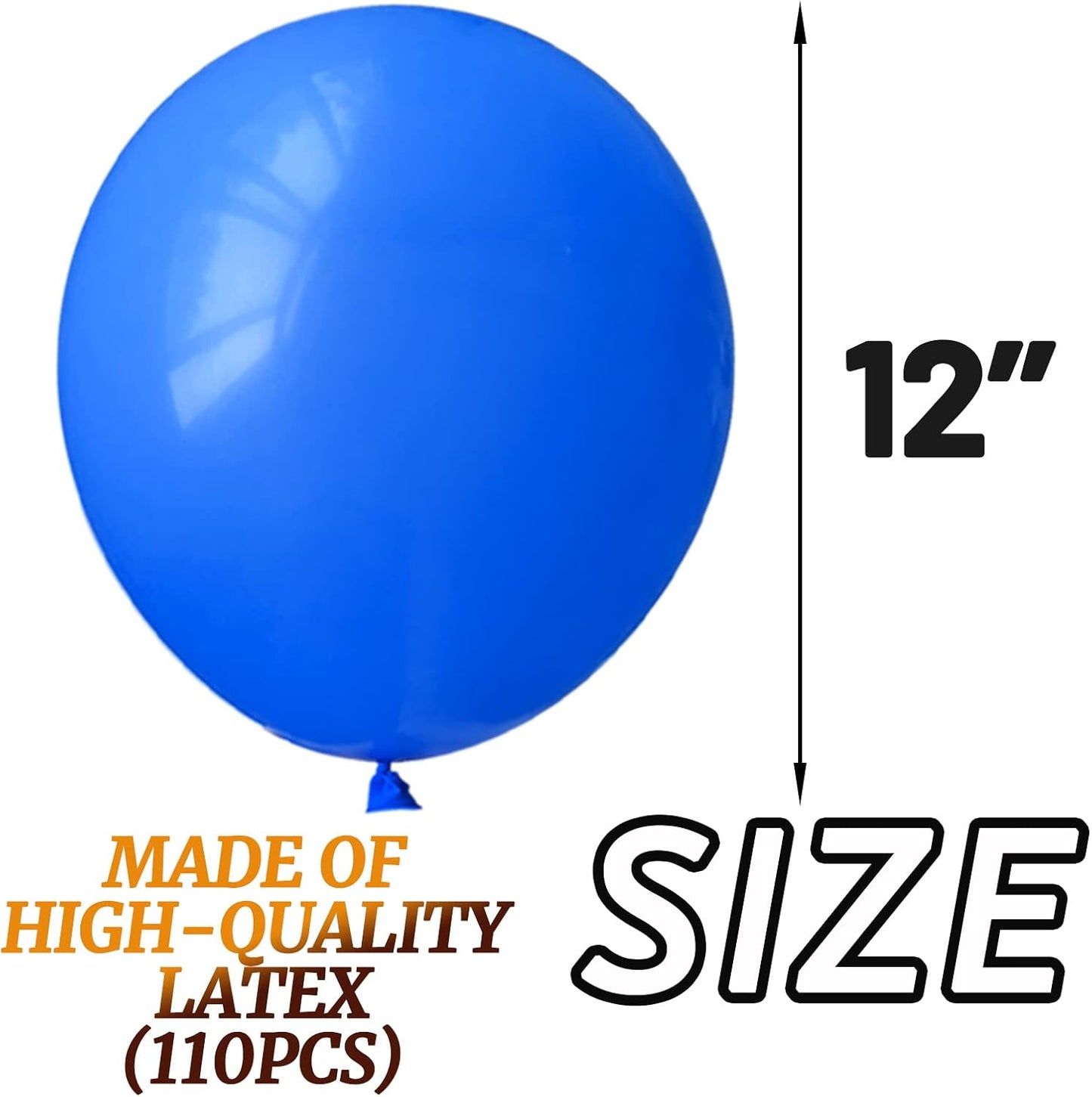 110pcs Blue Balloon 12 inch, Blue Latex Balloon for Birthday Party Baby Shower Wedding(with 2 Ribbons).