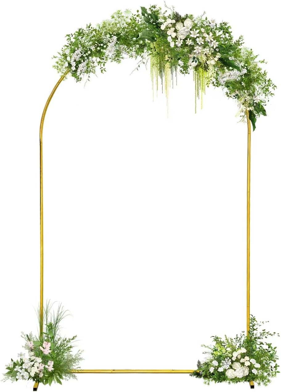 6foot Wedding Arch Frame and 2 Golden Water Bags, Arch Background Stand, Suitable for Weddings, Birthday Parties, Brides, Baby Parties, Photo Booths, Garden Decorations