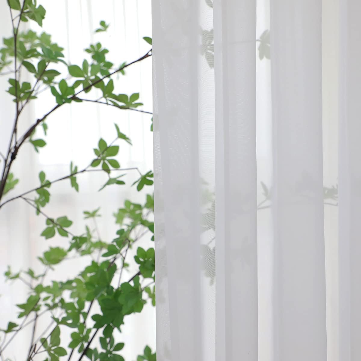 Window Ivory Sheer Curtains 130 Inches Long 2 Panels Sheer Curtain Basic Rod Pocket Panel for Bedroom Children Living Room Yard Kitchen (Ivory, 52" W x 130" L | 2 pcs)