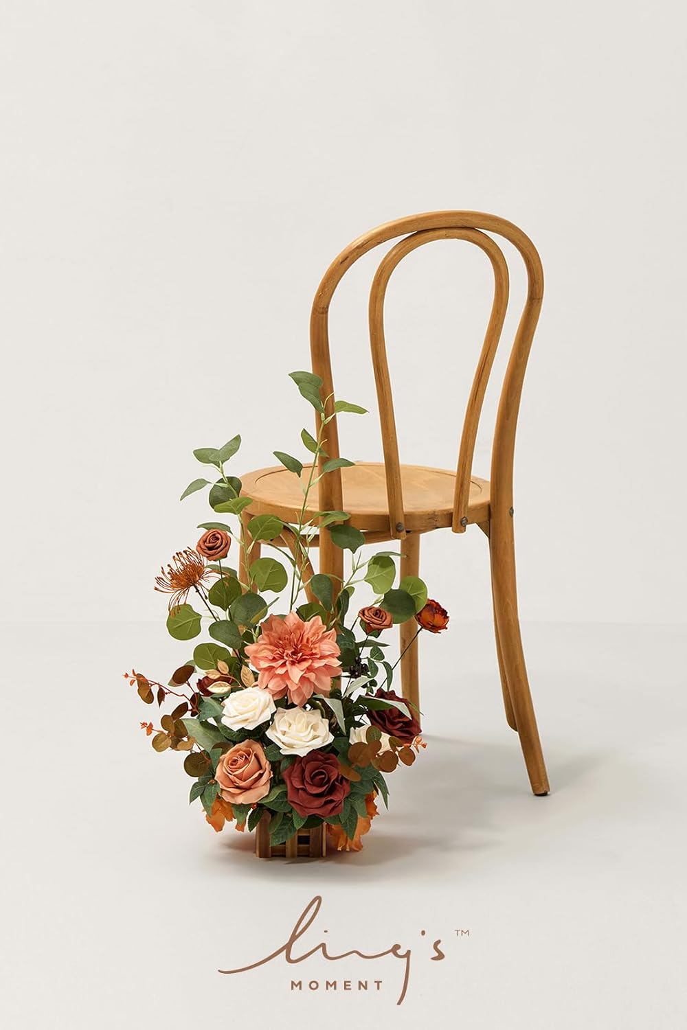 Ling's moment 17.5" Tall Standing Artificial Flowers Arrangements 4pcs Fall Wedding Aisle Runner Chair Decorations Sunset Terracotta Centerpieces Ceremony Reception Rose Floral Party Outdoor