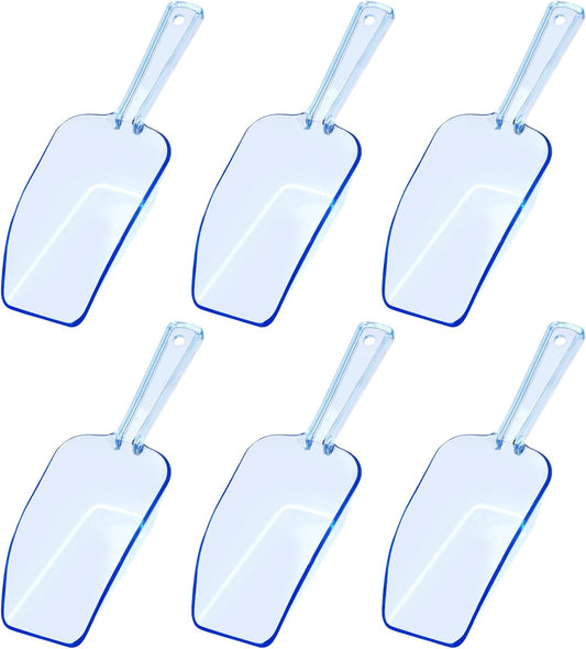 Ice Scoop Candy Buffet Containers Scoopers, Hmxpls Blue Plastic Scoop for Popcorn Cookie Candy Buckets, Podpocket Acrylic Large Scoops for Parties Wedding Bar Jars Freezer Dry Goods （6 Pack 7.5 In ）