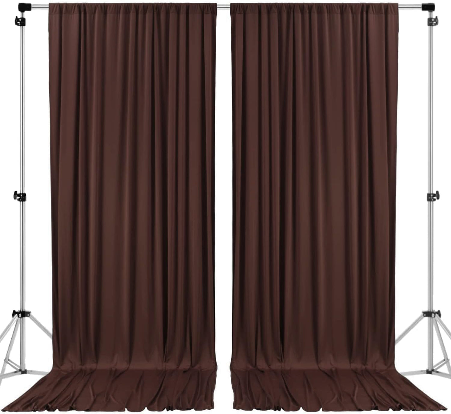 AK TRADING CO. 10 feet x 8 feet IFR Polyester Backdrop Drapes Curtains Panels with Rod Pockets - Wedding Ceremony Party Home Window Decorations - Brown