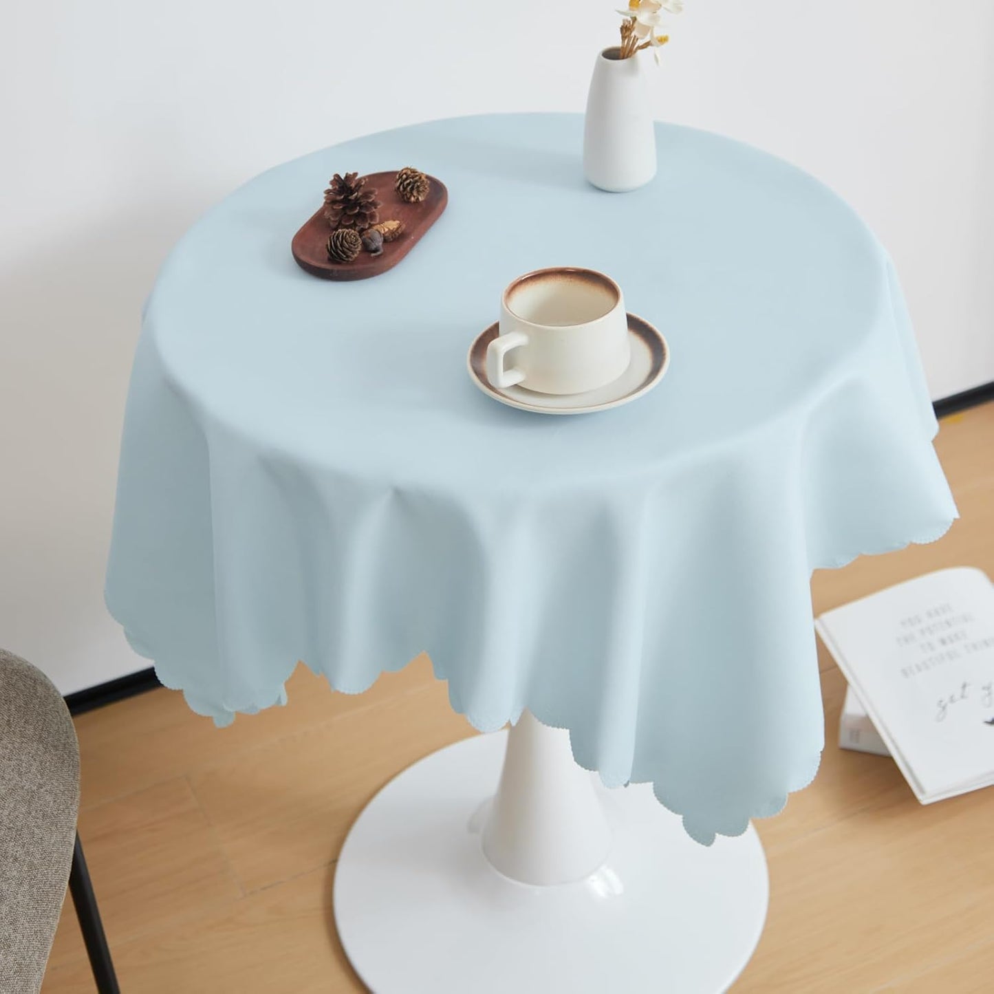 Small Square Light Blue Tablecloth 36 x 36 Inch Polyester Fabric Washable Table Cover Decorative Wrinkle Resistant Solid Color Table Cloth for Dining Party Wedding Camping
