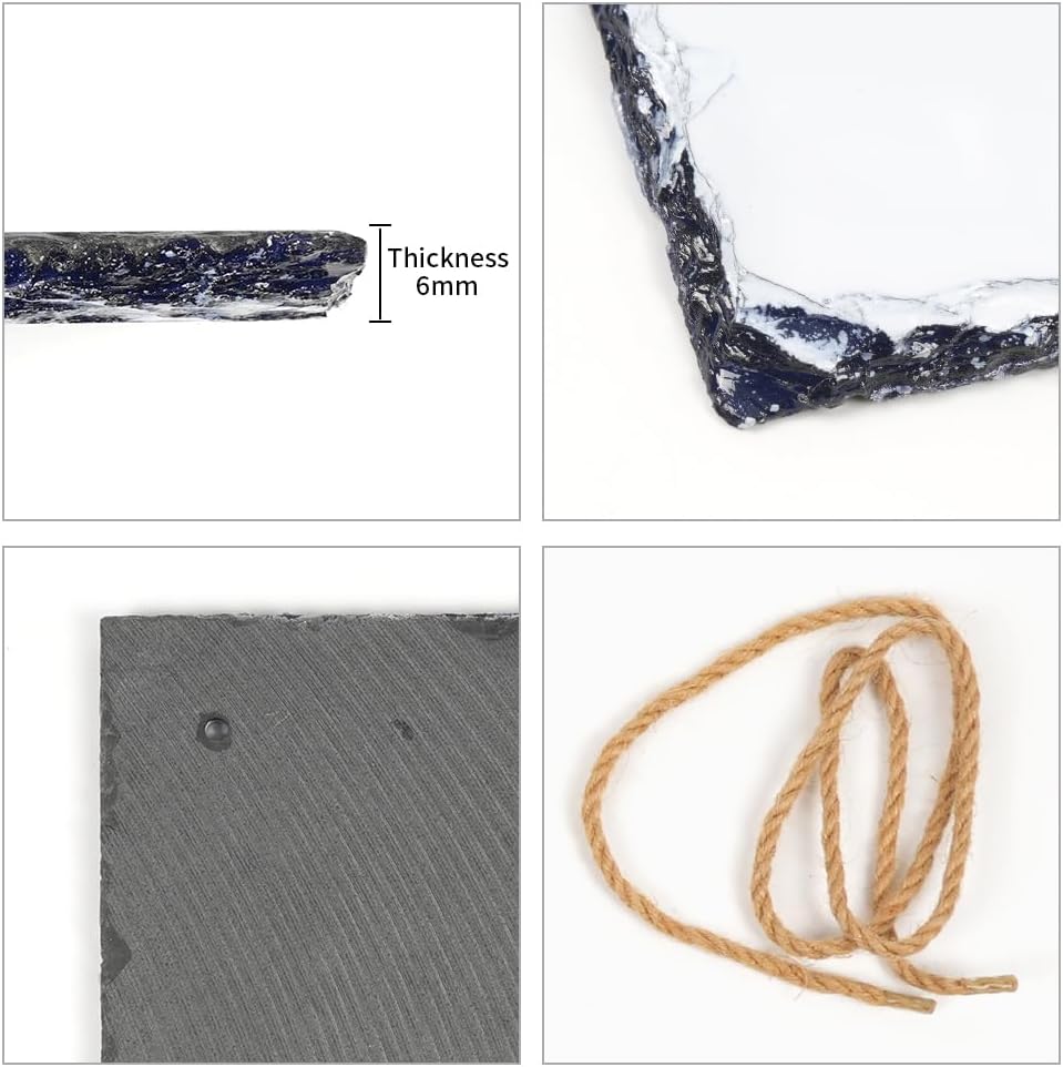 PYD Life 9 Pack Sublimation Hanging Photo Slates Rock Blanks 9.5" x 11.4" Bulk Stone Frames Wall Hanger with Rope for Home Decor, for Heat Press Transfer Printing