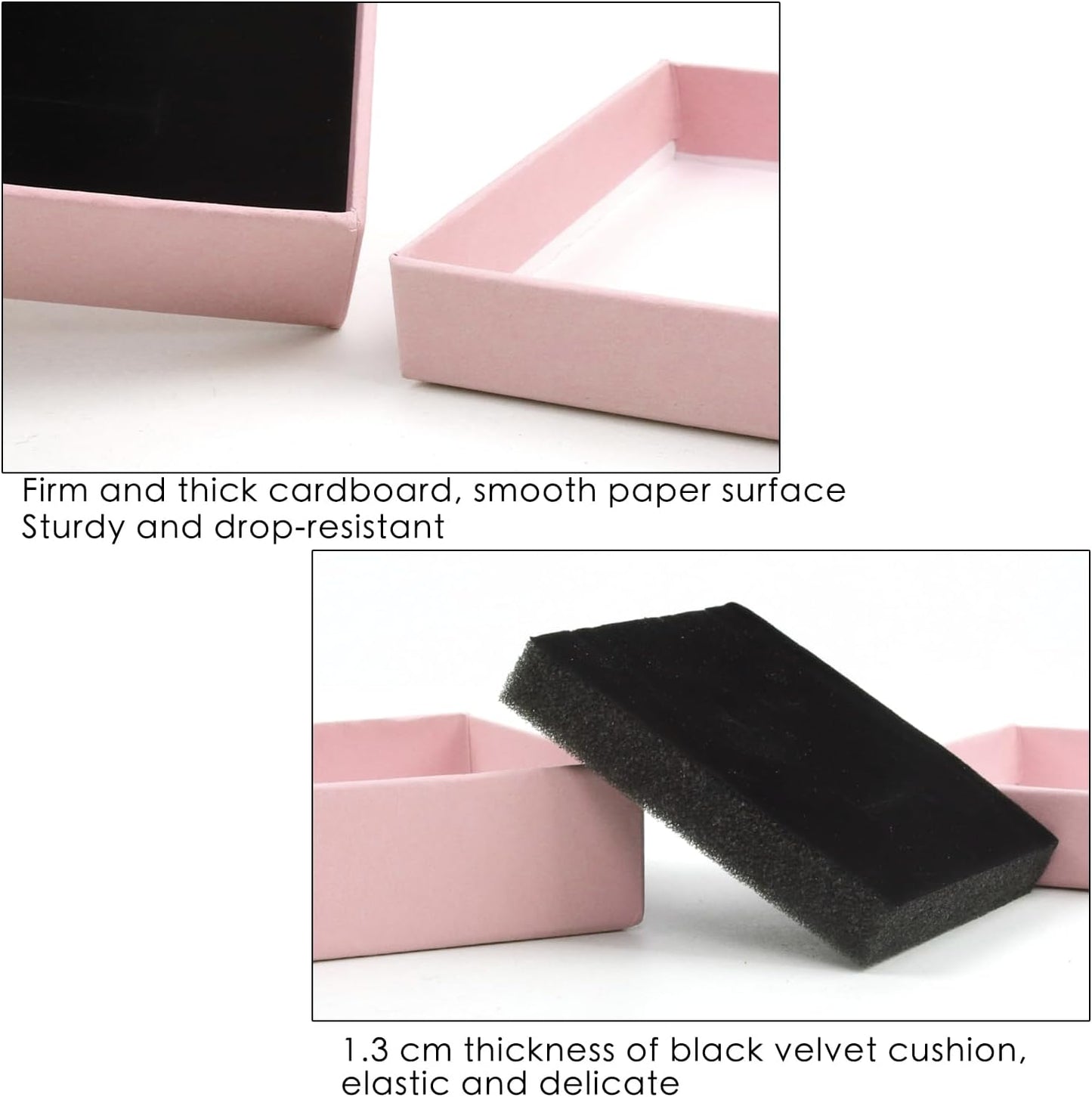 Gift Box Necklace Earring Ring Box Gift Box,12 Pieces Square Cardboard Jewelry Gift Boxes,Cotton Filled Cardboard Paper Jewelry Box Gift Case (3.5x3.5x1.25 Inches) (Pink)