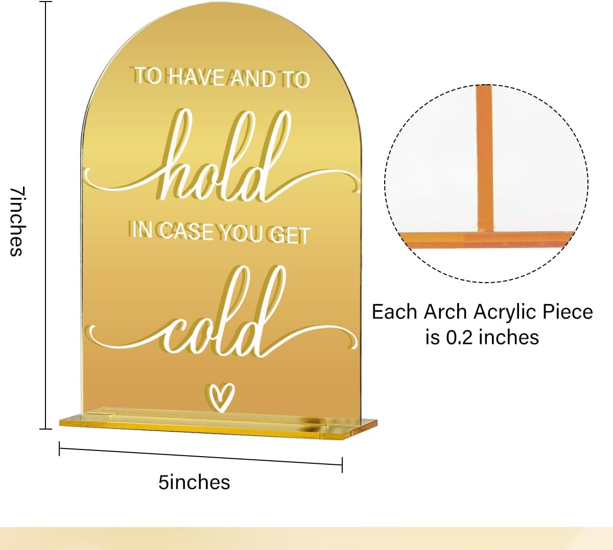Acrylic Wedding Sign, Bridal Shower Decorations, To Have And To Hold Sign for Ceremony, Modern Font Table Signs, Gold Mirror Arched Acrylic Tabletop Signs for Wedding Reception and Event Party