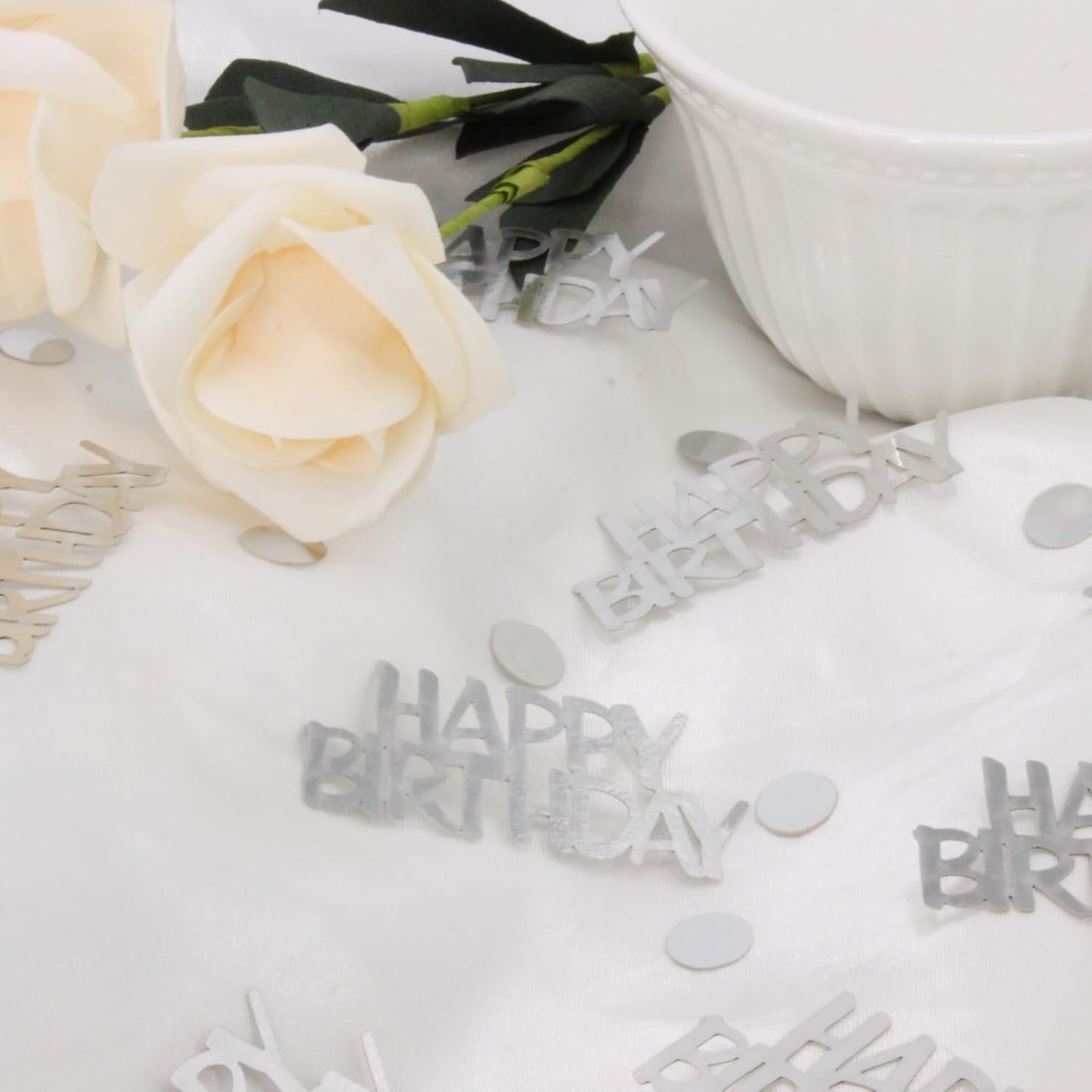 Birthday Confetti - Silver for Happy Birthday Table Decorations, 270 Pcs