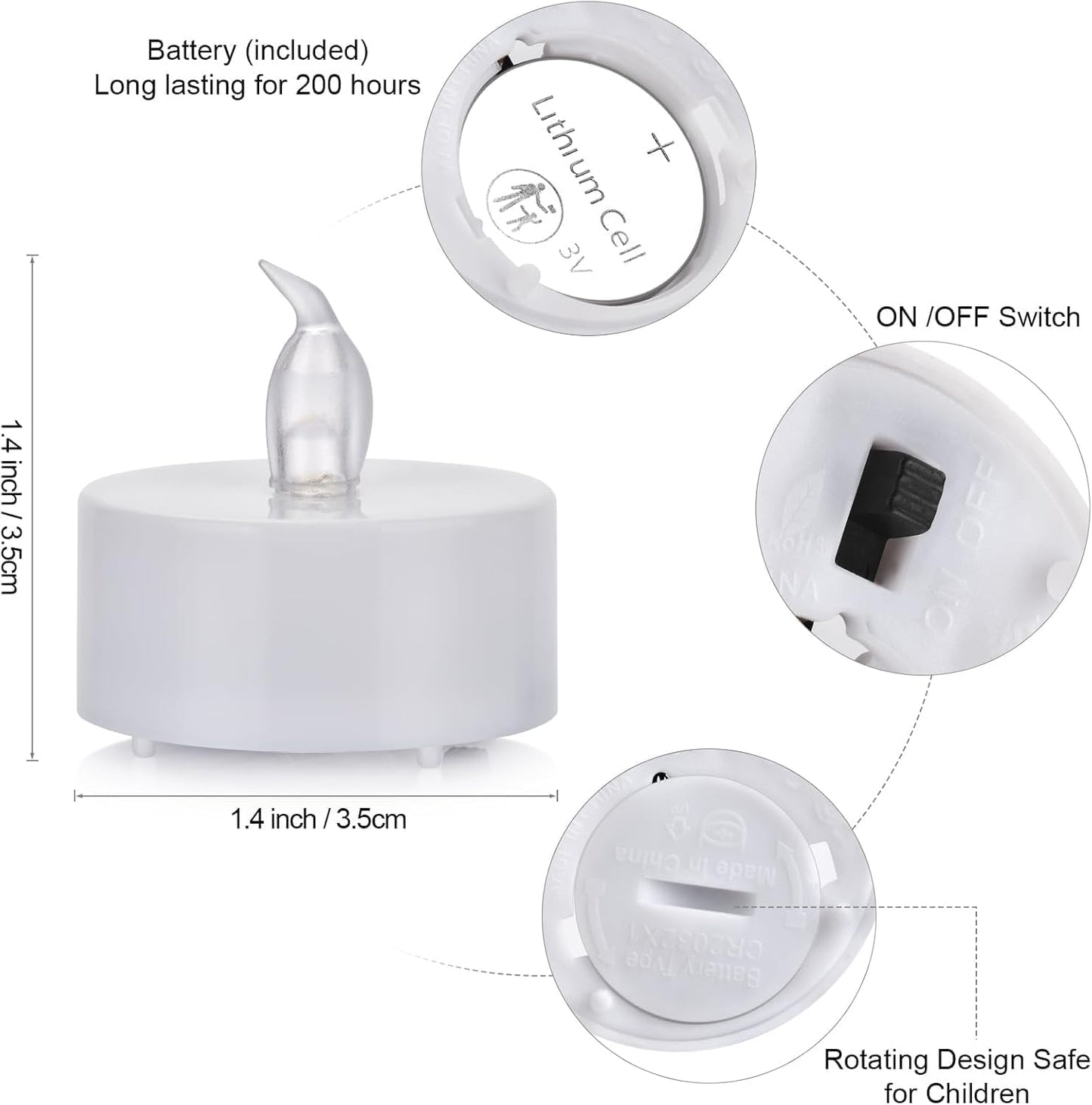 LED Tea Lights Candles- 100PACK Flameless Candles Realistic and Bright Flickering Long Lasting 200Hours for Holiday Celebration,Home Decoration Warm White