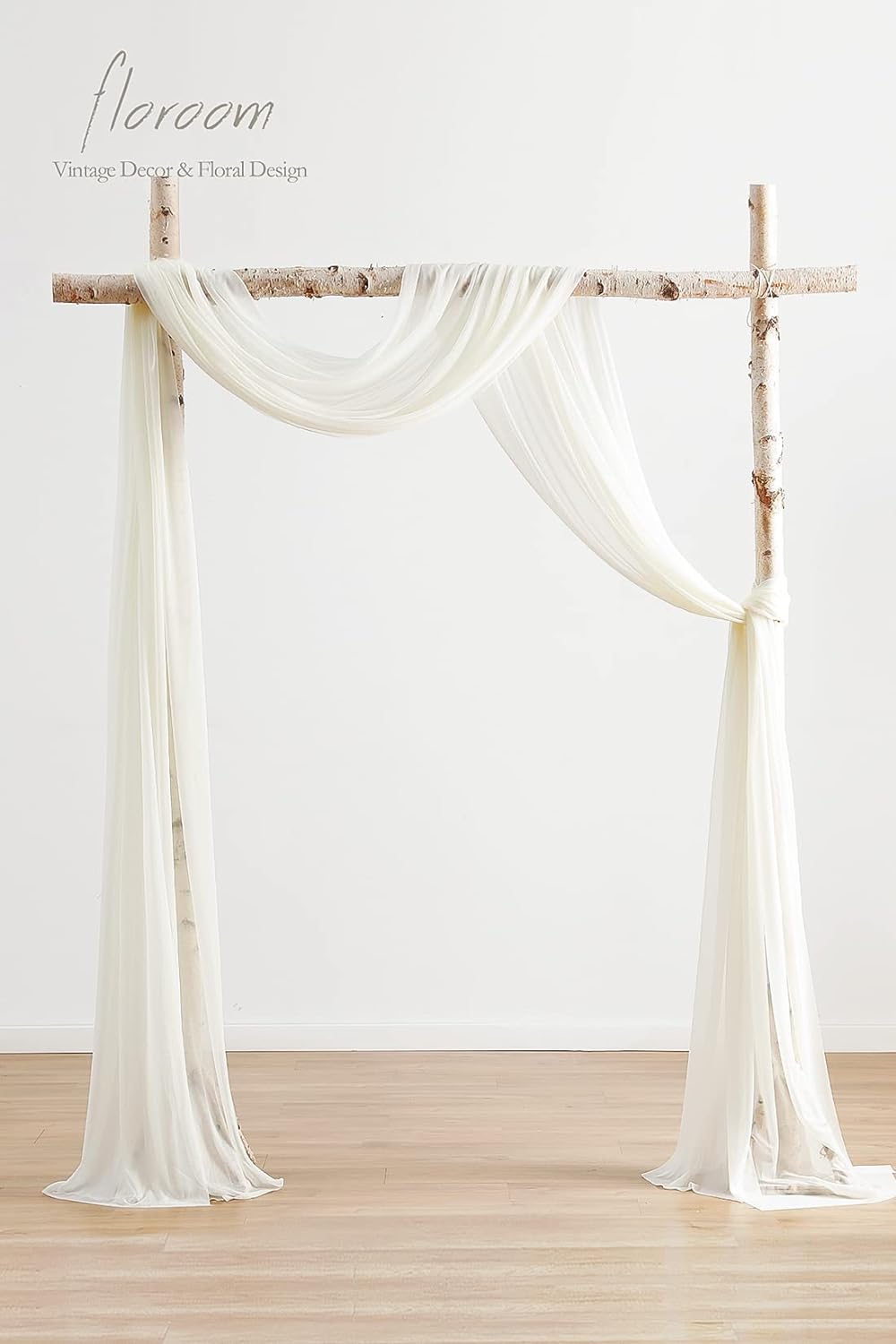 Floroom Wedding Arch Draping Fabric 2 Panels 20Ft Ivory Chiffon Fabric Drapes Arbor Drapery Wedding Ceremony Reception Swag Decorations