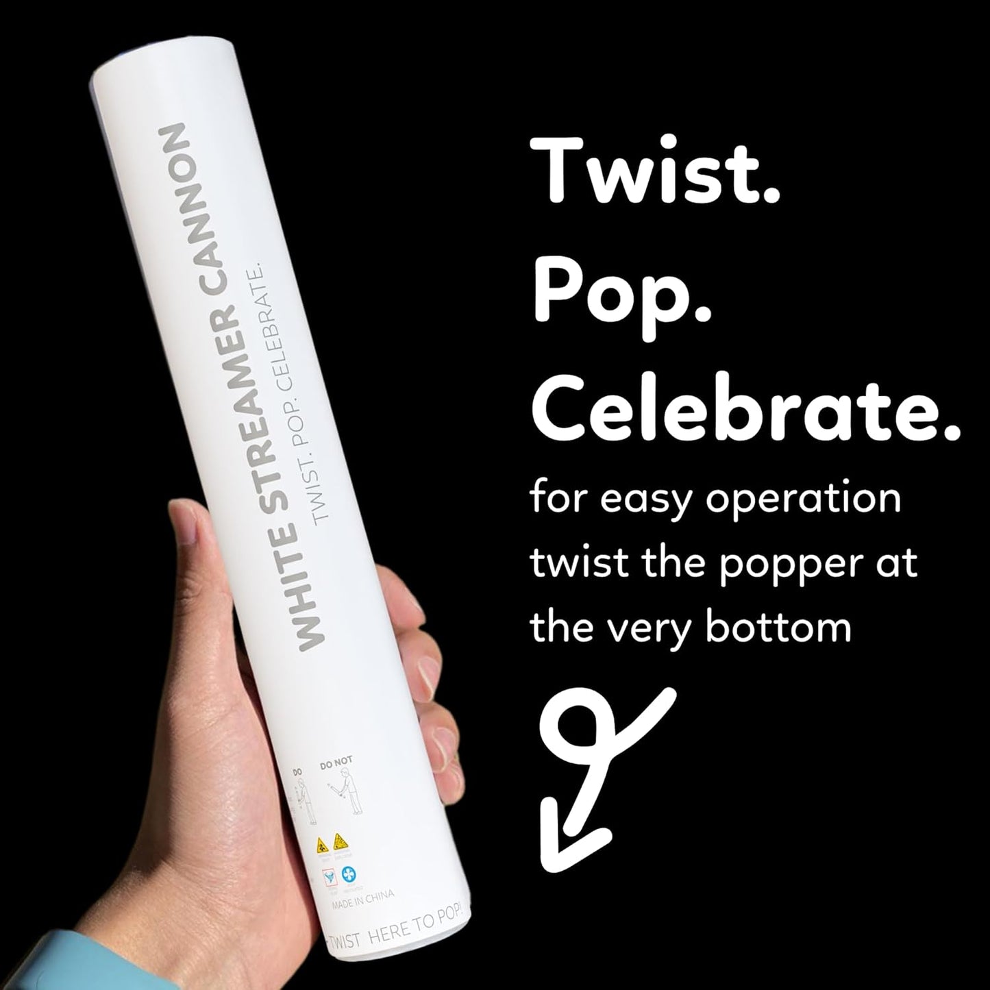 2 Pack Steamer Cannon Confetti Poppers | Biodegradable White Streamers | TUR Party Supplies | Launches Up to 25ft | Giant (12 in) | Party Poppers for Graduation, Birthdays, Weddings, and Memorial Day