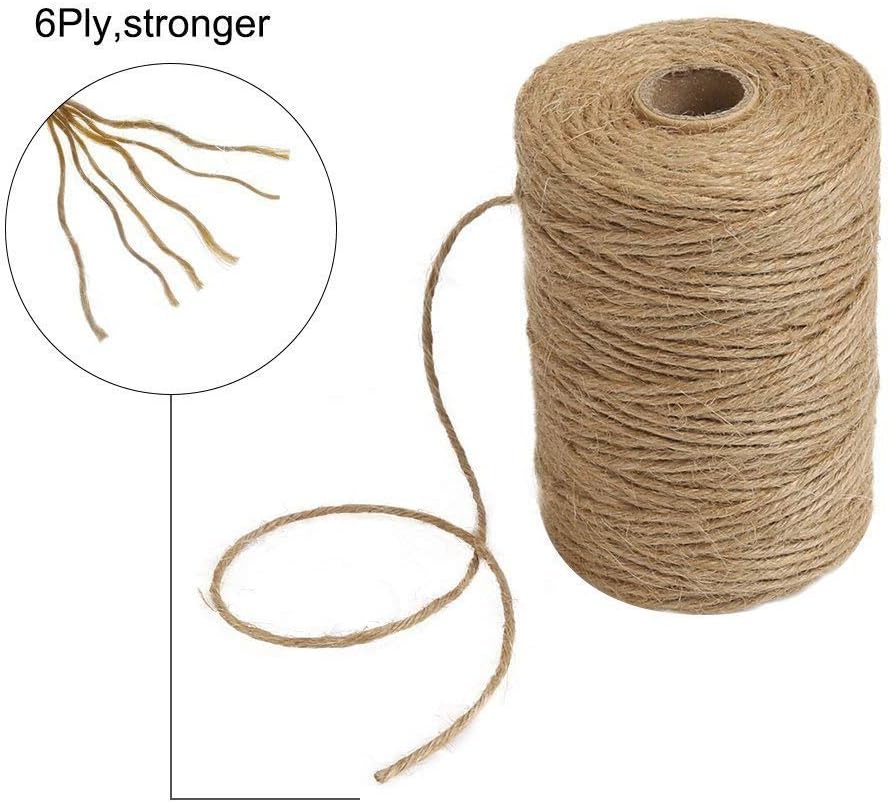Tenn Well Jute Twine, 328Feet 2.32mm 6Ply Natural Garden Twine, Heavy Duty Jute String for Crafts, Gift Wrapping, Gardening, Farmhouse Decor, Christmas Decorations (Pack of 2)