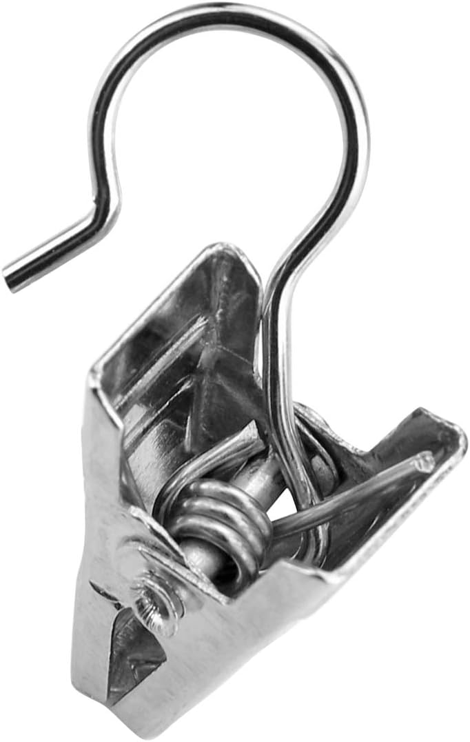 JANYUN 120 Pack Heavy-Duty Hook Clip Set Metal Curtain Clips for Curtain Photos Home Party Decoration Art Craft Display - Silver
