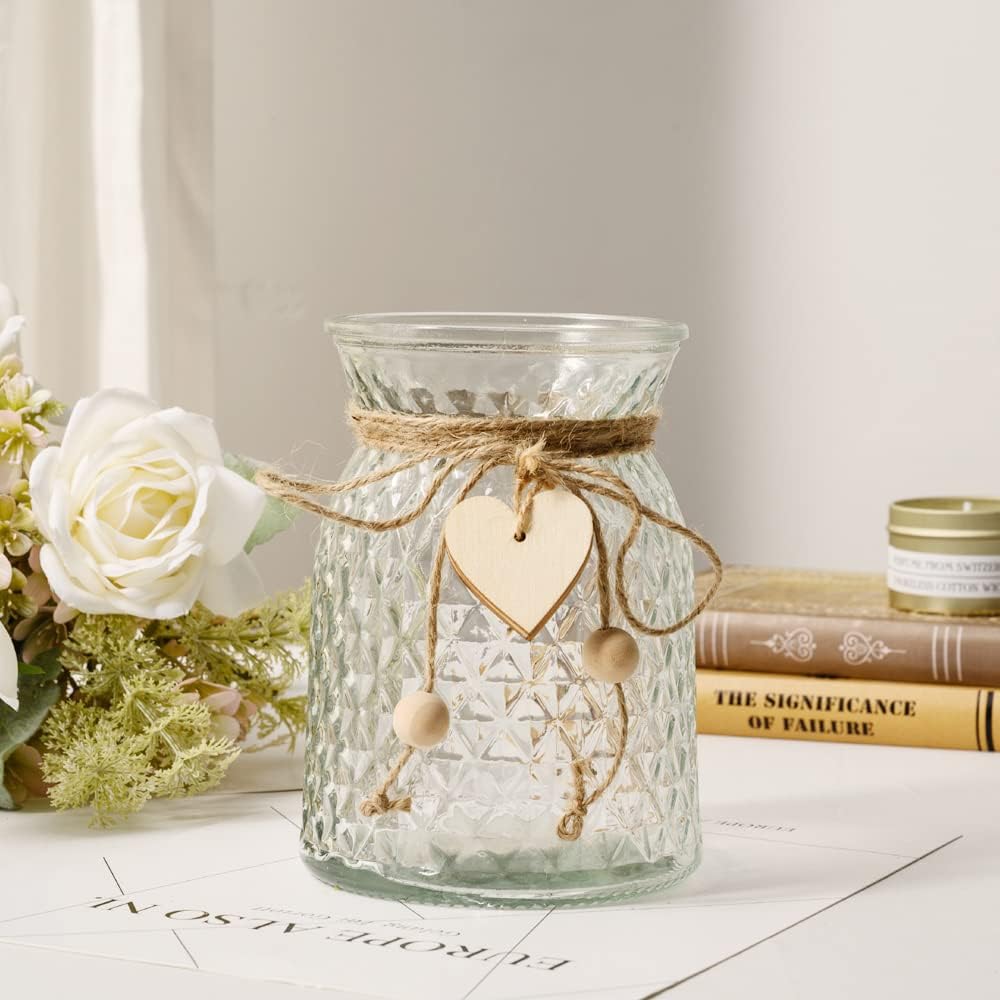 YJ Fake Flowers with Vase, Artificial Flowers Silk Roses Flower Bouquet in Vase, Faux Flower Arrangements,Farmhouse Table Decor,Table Decorations for Living Room,Coffee Table Decor(Pink)