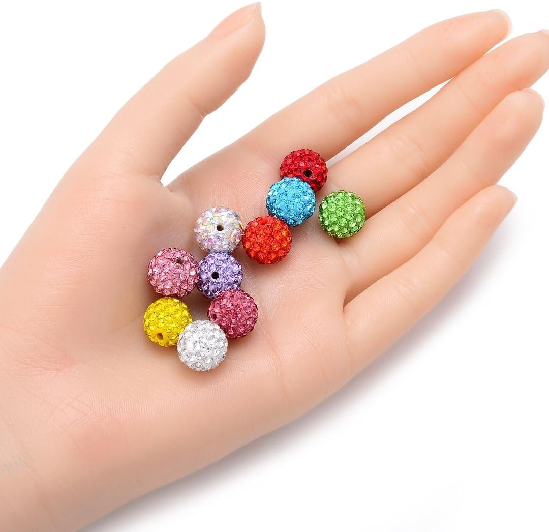 100pcs Adabele Grade A Suncatcher Crystal Rhinestone Pave Loose Beads 12mm Light Siam Red Polymer Clay Disco Ball Spacers Compatible with Shamballa All Craft Jewelry Making DB12-6