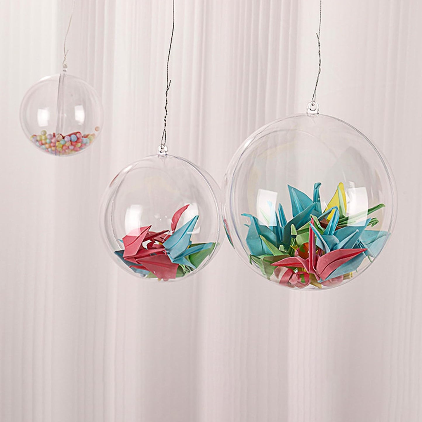 Jishi 10pk Clear Plastic Christmas Ornaments for Crafts Fillable DIY Christmas Ornaments Balls 60mm Acrylic Ornaments for Christmas Tree Decorations, Hanging Christmas Decorations Home Decor Supplies
