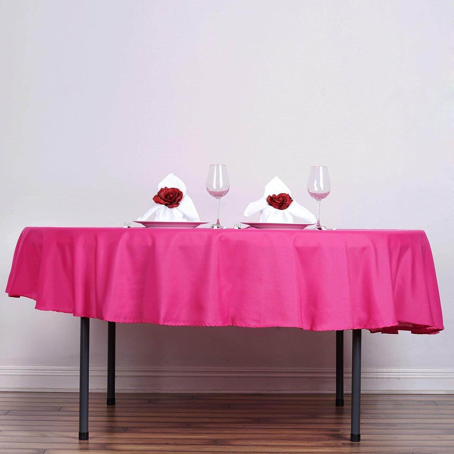 Efavormart Round Tablecloth, 90 Inch Stain & Wrinkle Resistant Washable Table Cloth, Decorative Polyester Fabric Table Cover for Banquet, Wedding, Dining- Fushia