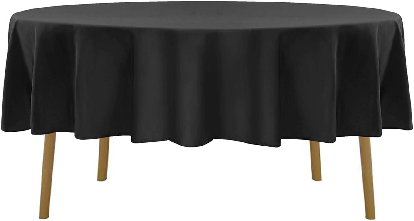 90 inch Round Tablecloth Washable Polyester Table Cloth Decorative Table Cover for Wedding Party Dining Banquet（90 inch,Black）