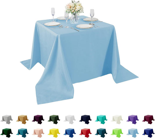 Cupuamon Square Tablecloth 90x90 inch Washable Polyester Fabric Table Cloth for Wedding Party Dining Banquet Decoration（90x90,Blue Mist）
