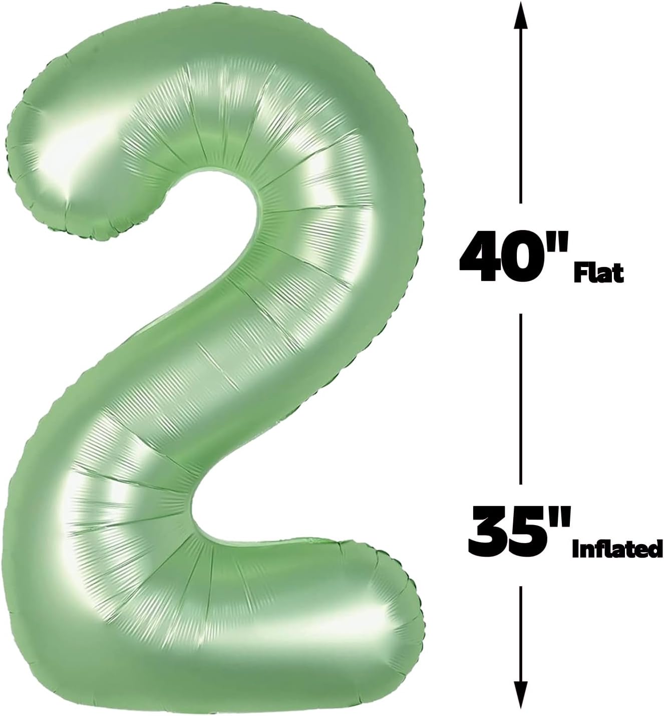 Big 40 Inch Sage Green 2 Number Balloon Birthday Decoration, 2026 Oliver Green Number 2 Helium Balloons 12 20 22 23 24 26 28 32 42 Celebration, Boy Girl Baby Anniversary Party Graduations Supplies