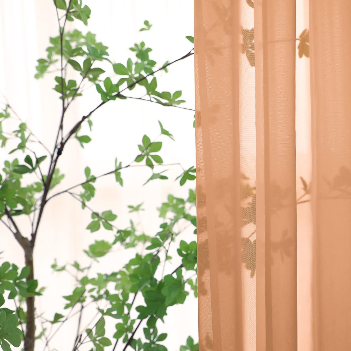 Window Brown Sheer Curtains 120 Inches Long 2 Panels Sheer Curtain Basic Rod Pocket Panel for Bedroom Children Living Room Yard Kitchen (Brown, 52" W x 120" L | 2 pcs)