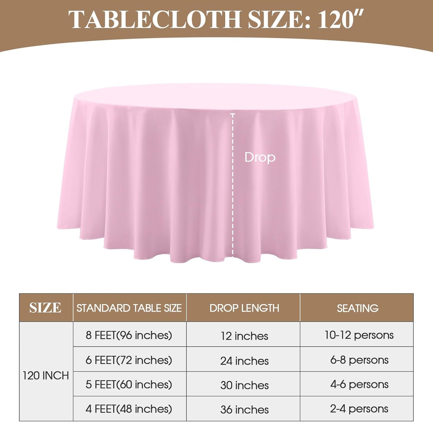 Round Tablecloth 120 Inch 2 Pack Pink Tablecloths Washable Decorative Linen Polyester Table Clothes Cover for Dining Table Banquets Buffet Parties and Wedding