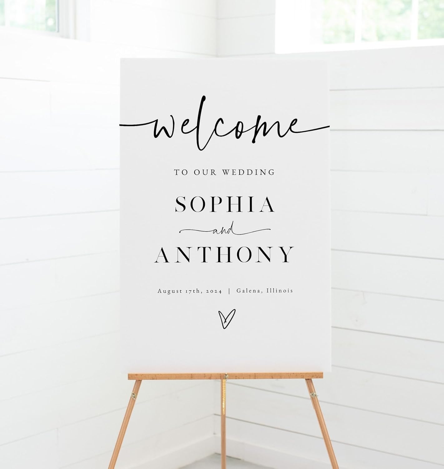 Welcome Wedding Sign Personalized, Minimalist Wedding Sign Decorations Signage 12" X 18" (Small), 27" (Medium), 36" (Large), Plastic, Modern, Pole Mount, Weather