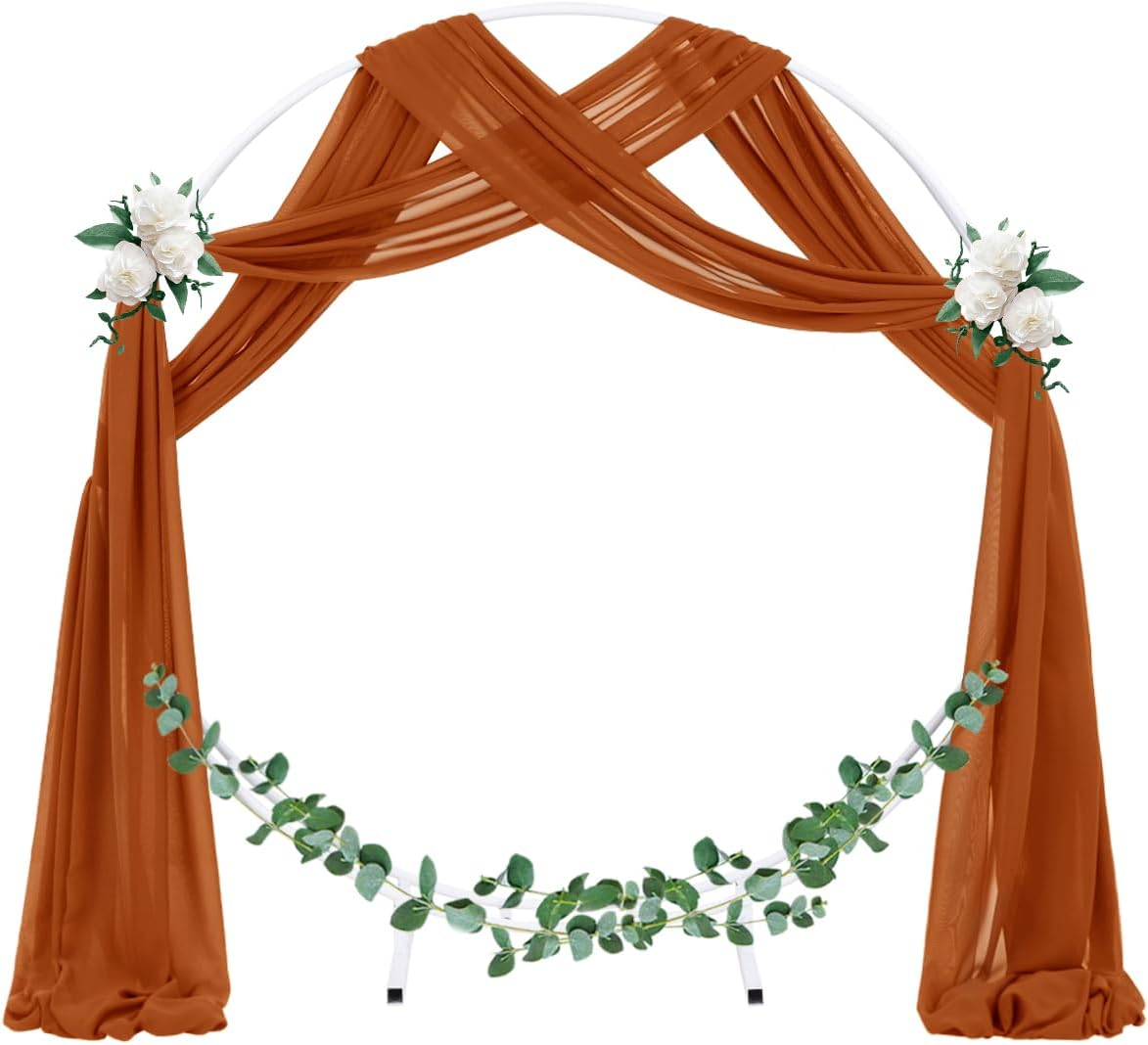 Socomi Wedding Arch Draping Fabric 2 Panels 29" x 19Ft Terracotta Sheer Chiffon Curtain Drapes 6 Yards for Wedding Ceremony Birthday Party Decoration