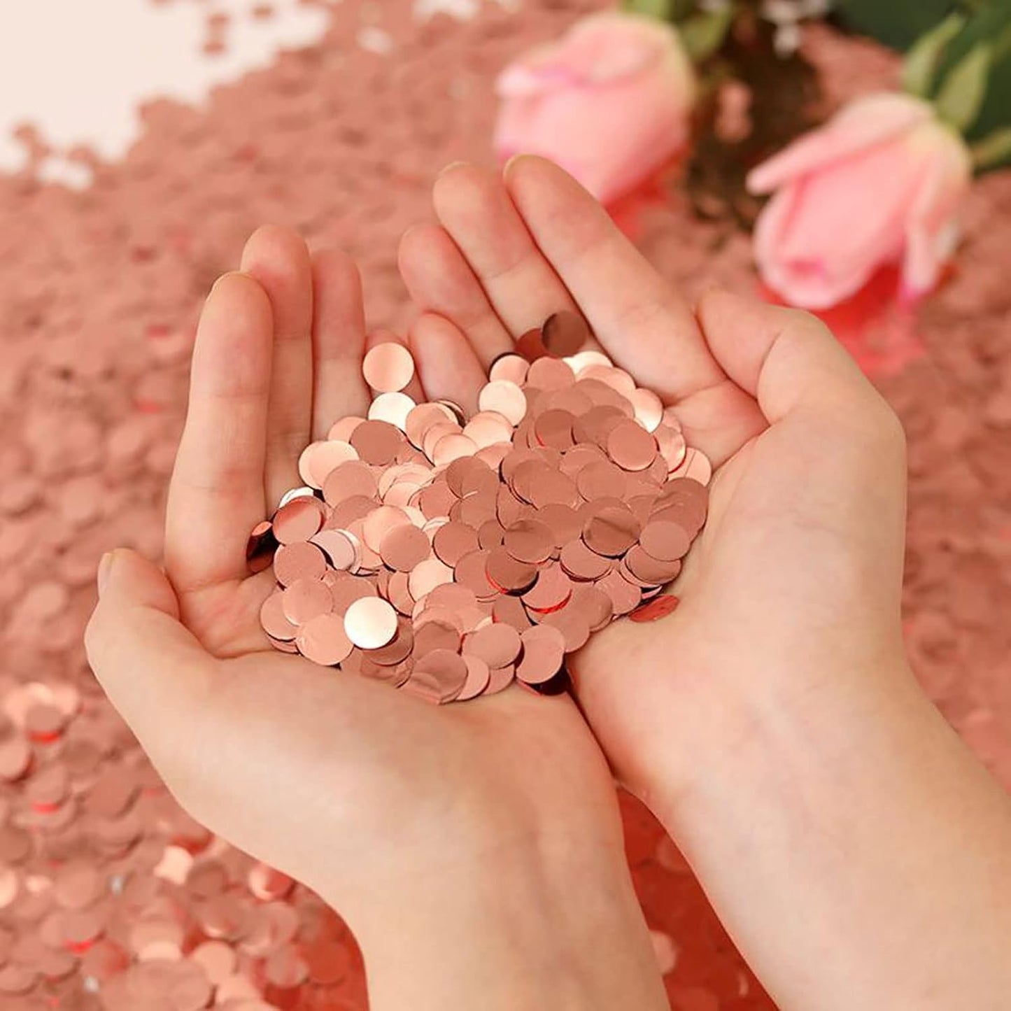 Rose Gold Foil Confetti,Round Dots Glitter Table Confetti,Sparkling for Party Decorations(1.76 OZ)