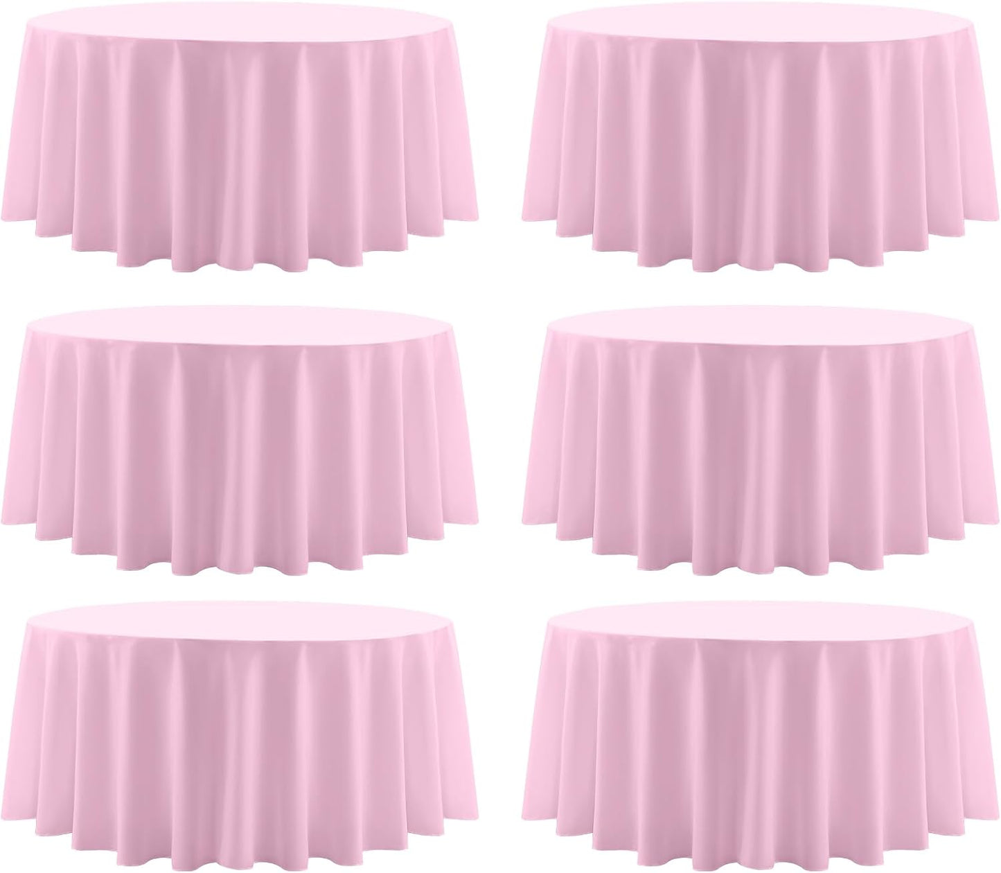 Round Tablecloth 132 Inch 6 Pack Pink Tablecloths Washable Decorative Linen Polyester Table Clothes Cover for Dining Table Banquets Buffet Parties and Wedding