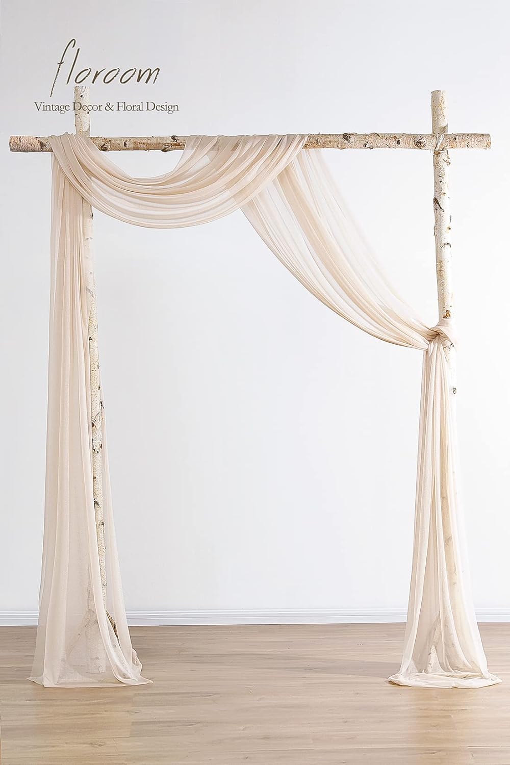 Floroom Wedding Arch Draping Fabric 2 Panels 20Ft Nude Chiffon Fabric Drapes Arbor Drapery Wedding Ceremony Reception Swag Decorations