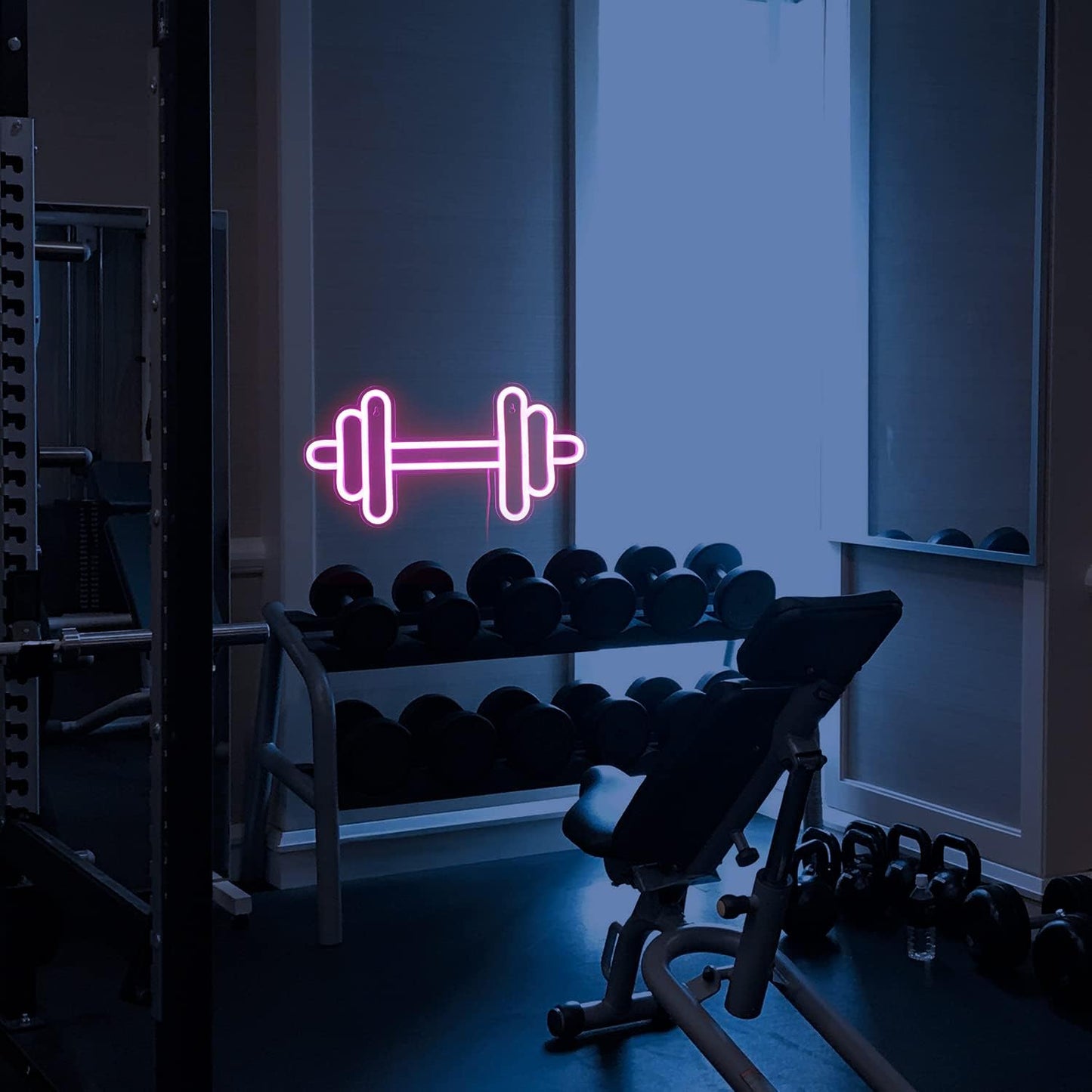 Lucunstar Gym Neon Sign,Barbell Dumbbell Shaped Neon signs Pink Neon Lights Sign Gym Wall Stickers for Fitness Club Decor LED Neon Sign for Teen Girls Teen Sports Room Game Room Decor