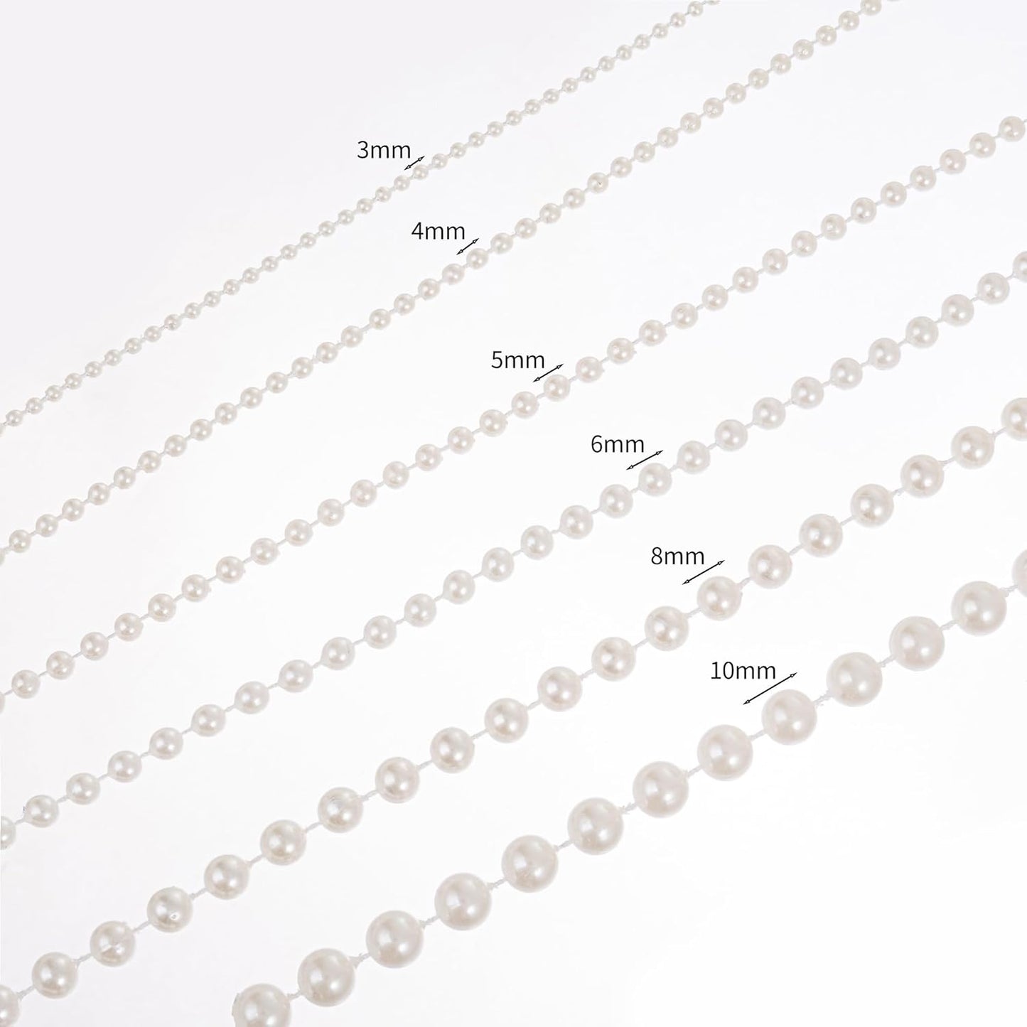 4mm Crafts Faux Pearl Beads Garland Pearl Bead Roll Strand of Pearls to Decorate Floral Centerpieces Wedding Party Favor Christmas Tree(131 Feet Silver)