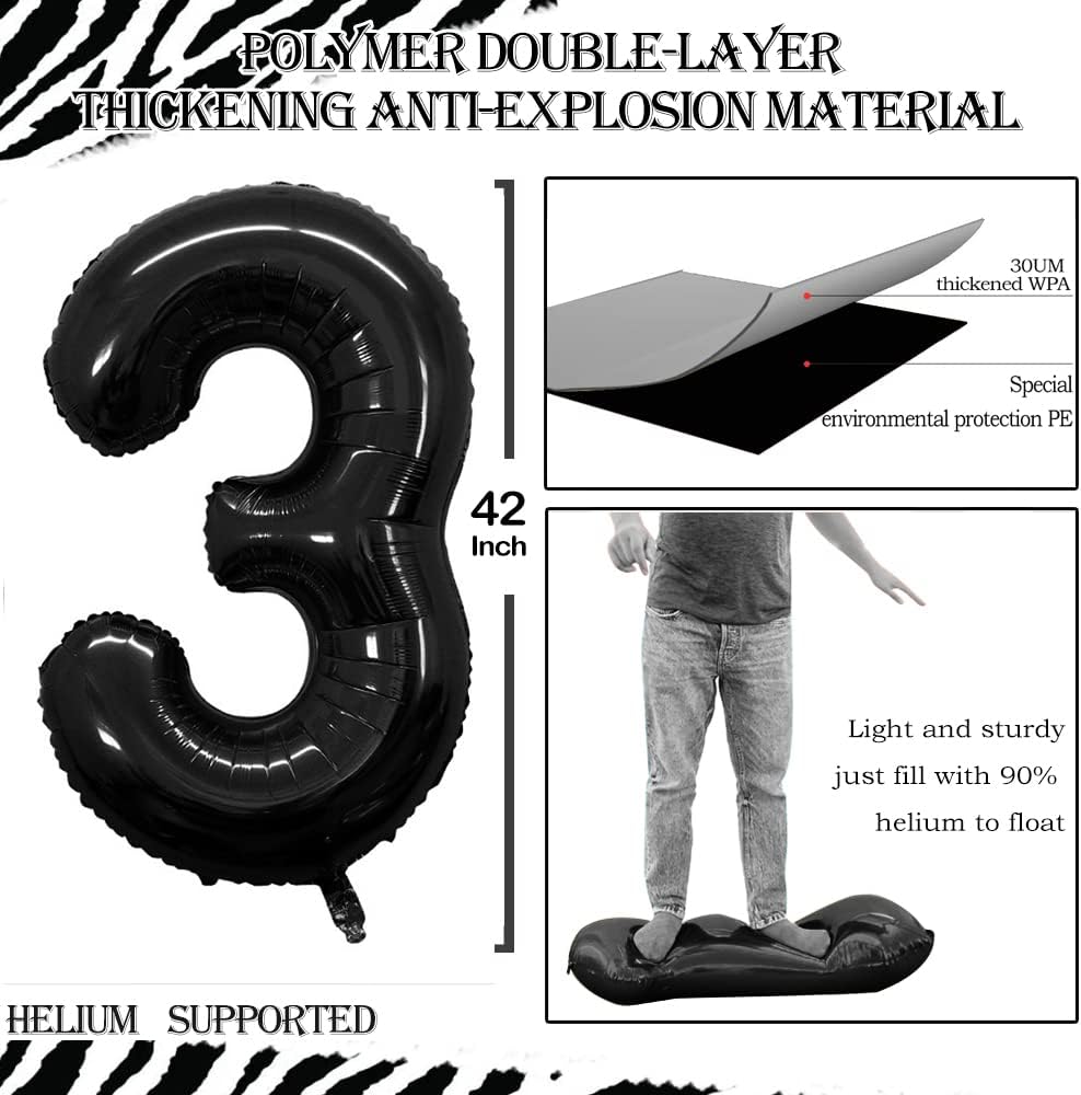 GOER Number 13 Balloons for 13th Birthday Sweet 13 Party Decorations,42 Inch Jumbo Foil Helium 31 Balloons for 31st Birthday Party Decoration (Black)