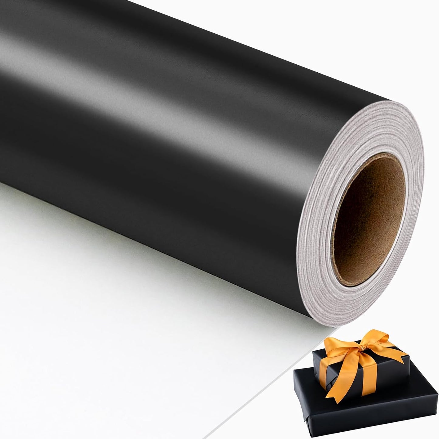 Garbendy Black Wrapping Paper - Solid Color Matte Gift Wrapping Paper Roll Perfect for Wedding, Birthday for Men, Christmas,Graduation Gifts, Father's Day Gifts - 17 Inch X 33 Feet