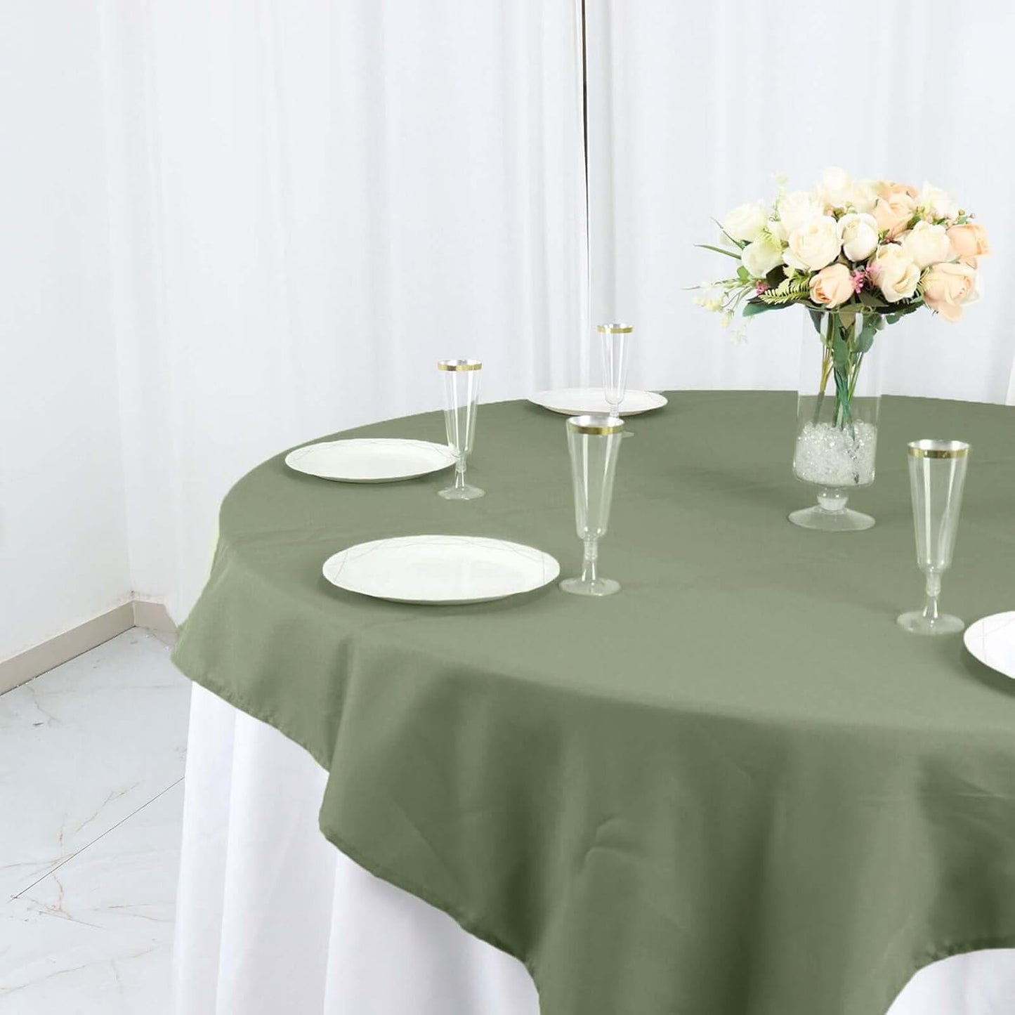 Efavormart 54x54 Eucalyptus Sage Green Wholesale Linens Seamless Polyester Square Linen Tablecloth for Wedding Banquet Party Restaurant