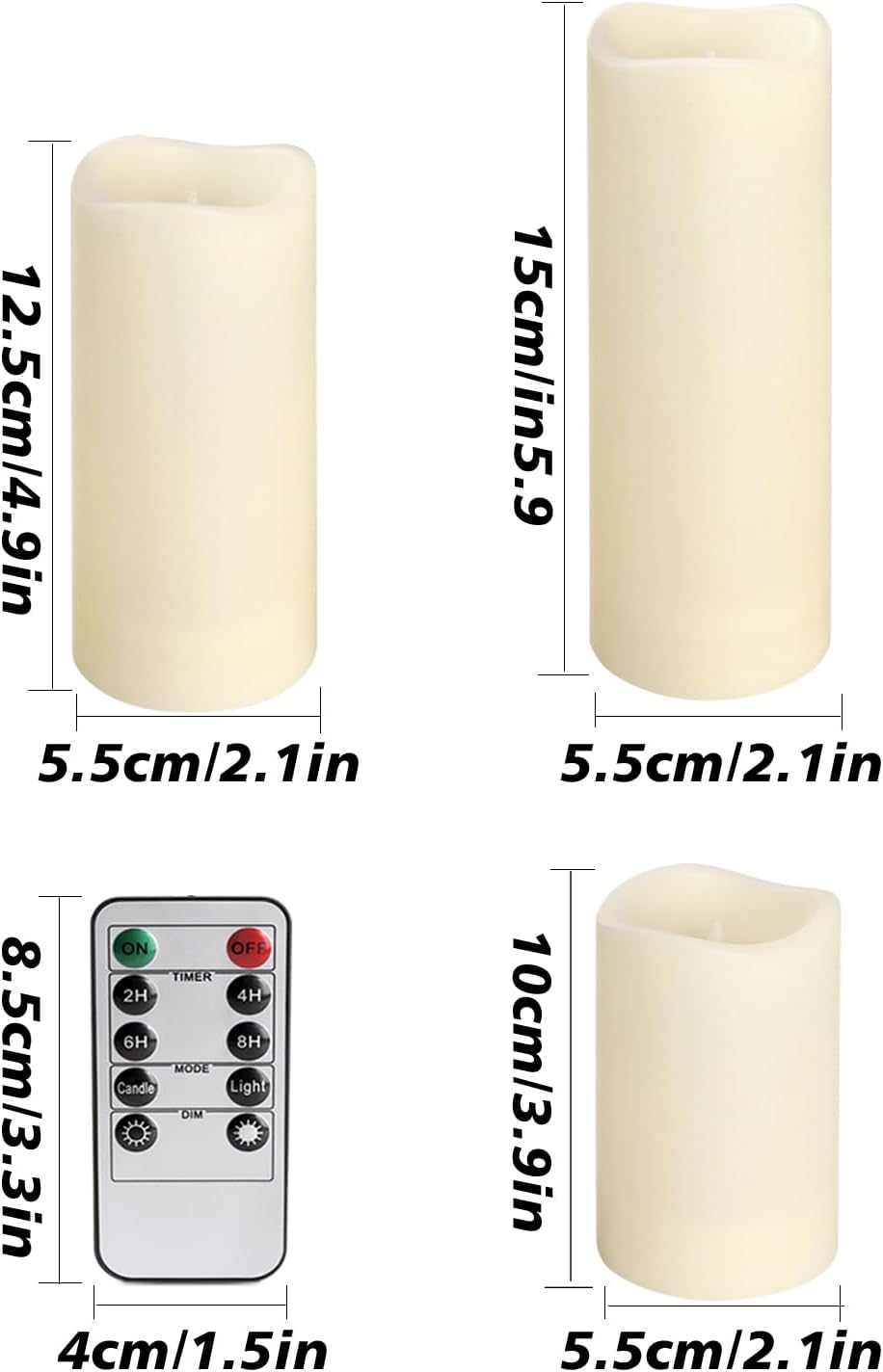 12-Pack LED Flameless Candles with Remote Control - Battery Operated, Timer, Dimmable, 3D Flame Flickering , Perfect for Halloween Christmas Parties,Wedding,Home Decor ,Gift and Special Occasions