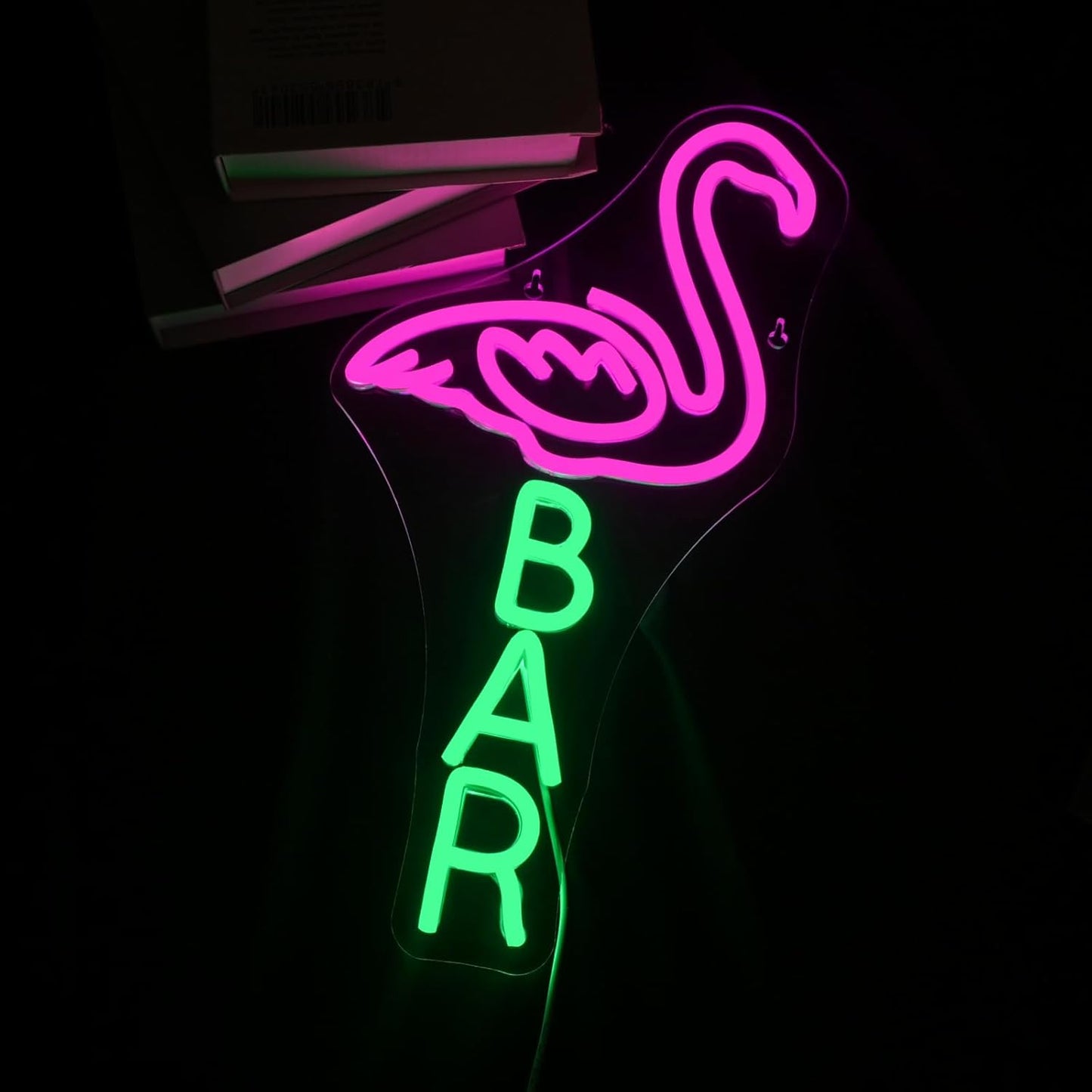 Lucunstar Flamingo Bar Neon Sign,LED Light Up Sign for Wall Decor Dimmable USB Powered Animal Neon Light for Bar LED,Man Cave,Art Signs Decor Gifts