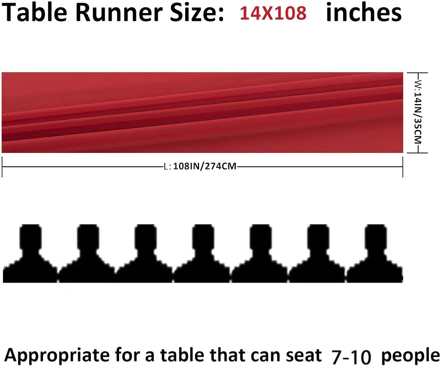 6Pack 9ft Chiffon Table Runner 14x108 Inch Sheer Romantic Table Runner for Wedding Birthday Party Bridal Shower Outdoor Decoration-Red