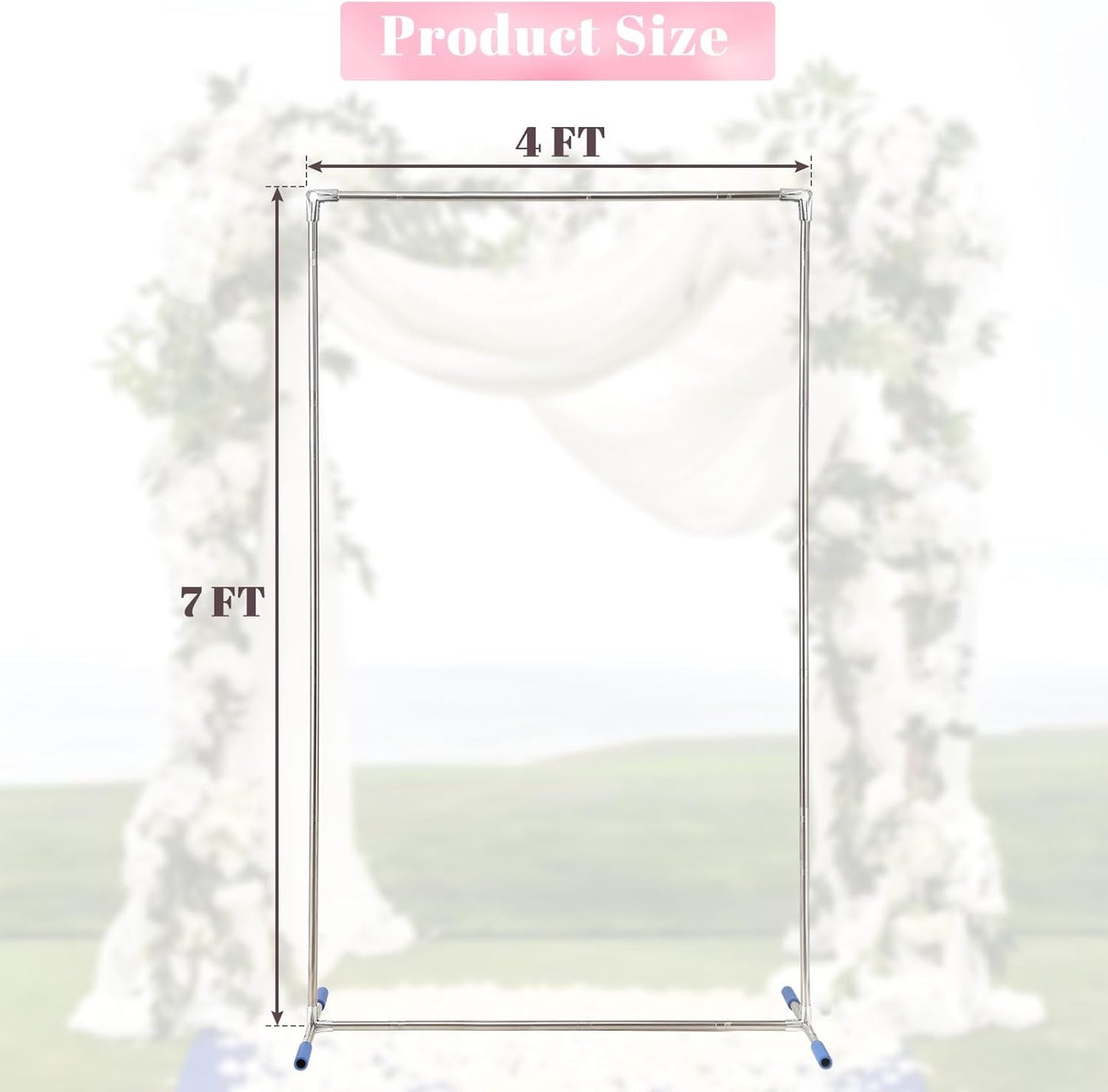 Arch Backdrop Stand,7x4 FT Metal Wedding Square Backdrop Stands for Ceremony Square Stainless Steel Backdrop Stand for Parties,Wedding,Birthday,Anniversary,Baby Shower,Garden Decoratip
