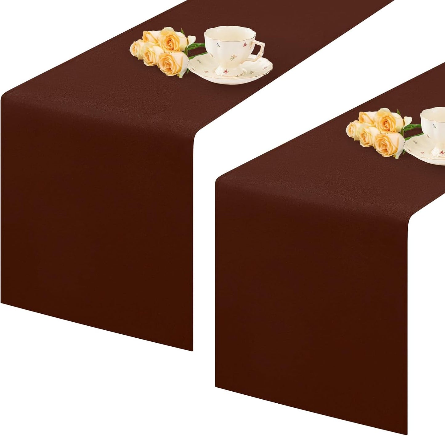 2 Pack Chocolate Table Runner 12 x 72 Inch Solid Color Farmhouse Runners Coffee Table Dresser for Daily Party Home Decoration