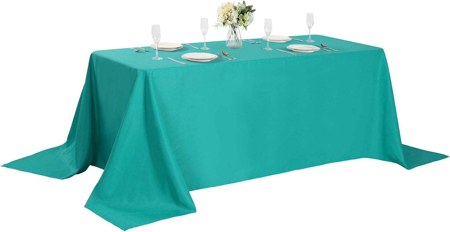 Rectangle Tablecloth 90x132 inch Washable Polyester Fabric Table Cloth for Wedding Party Dining Banquet Decoration（90x132, Turquoise）