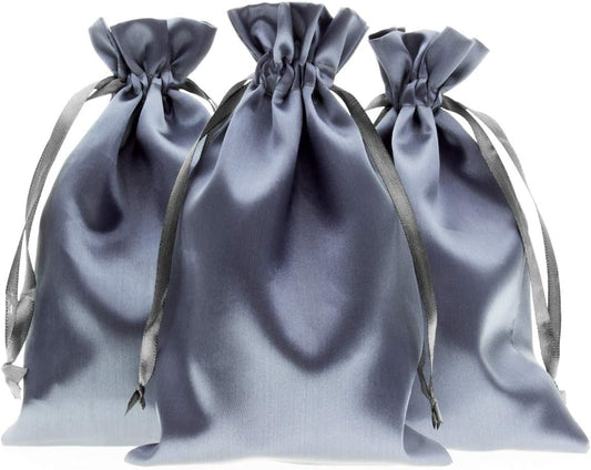 3" x 4" Silver Satin Gift Bags, Jewelry Bags, Wedding Favor Silky Drawstring Baby Shower Christmas 50 per Pack