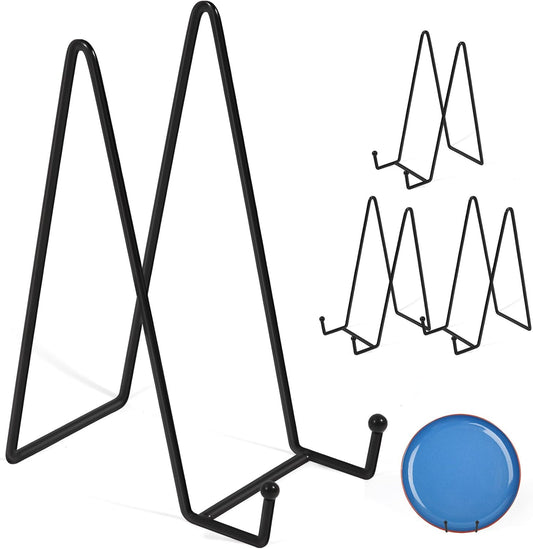 Decolore 5 Pack 10.3 Inch Black Plate Stands Picture Easels for Display Large Book Stands for Picture, Decorative Plate, Book, Frame, Tabletop Poster