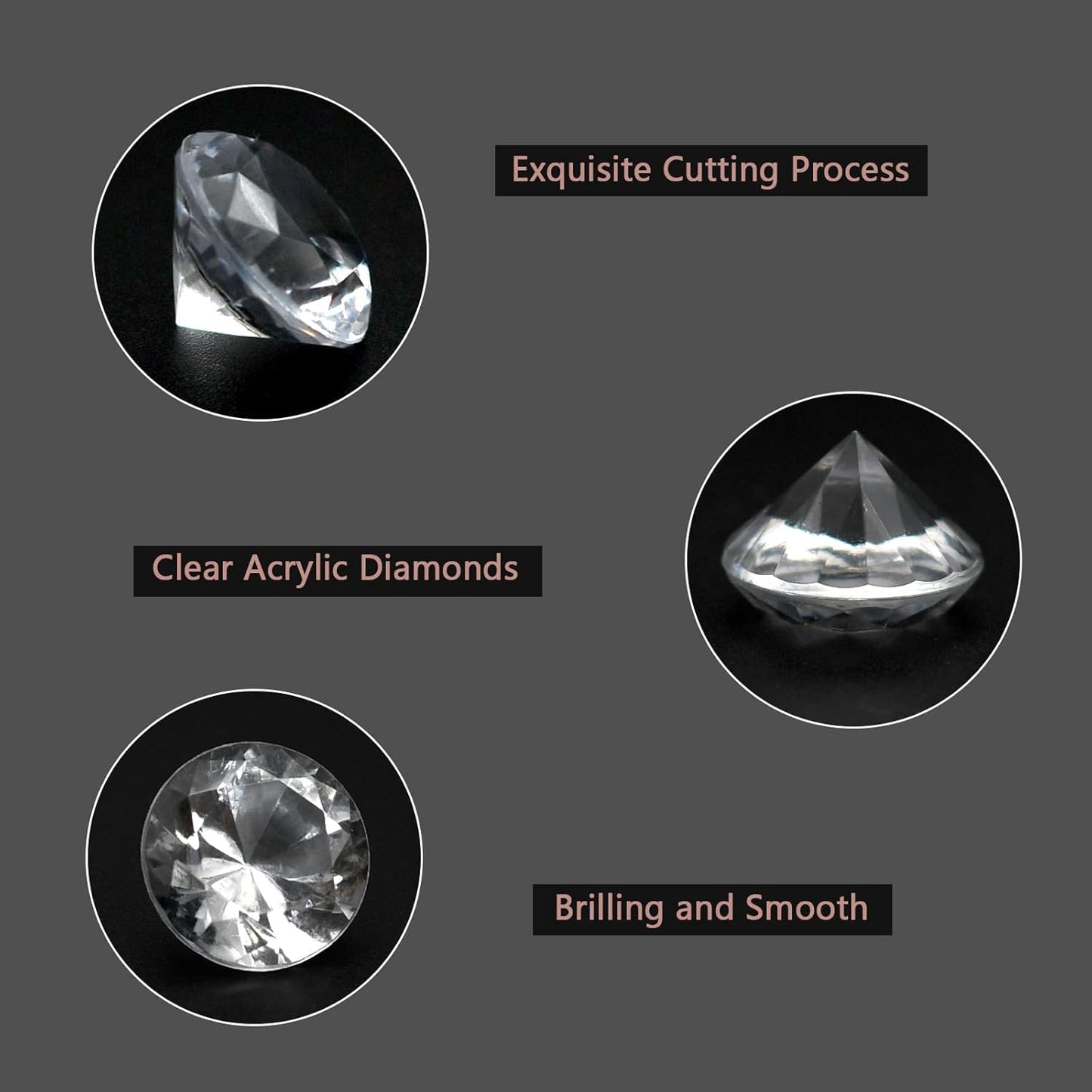 1000 pcs Acrylic Diamond Gems, Clear Acrylic Diamonds Decorations Faux Diamonds Table Scattering Gemstones Vase Filler for Party, Event, Wedding, Birthday (Clear,30mm, 20mm, 12mm, 8mm, 4mm)