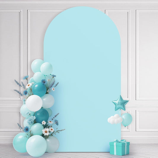 Ledido Wedding Arch Backdrop Cover 7.2FT Arch Covers Fitted Stretchy Spandex Round Top Stand Backdrop Cover for Wedding Banquet Ceremony Birthday Party Baby Shower Event Decoration,Blue