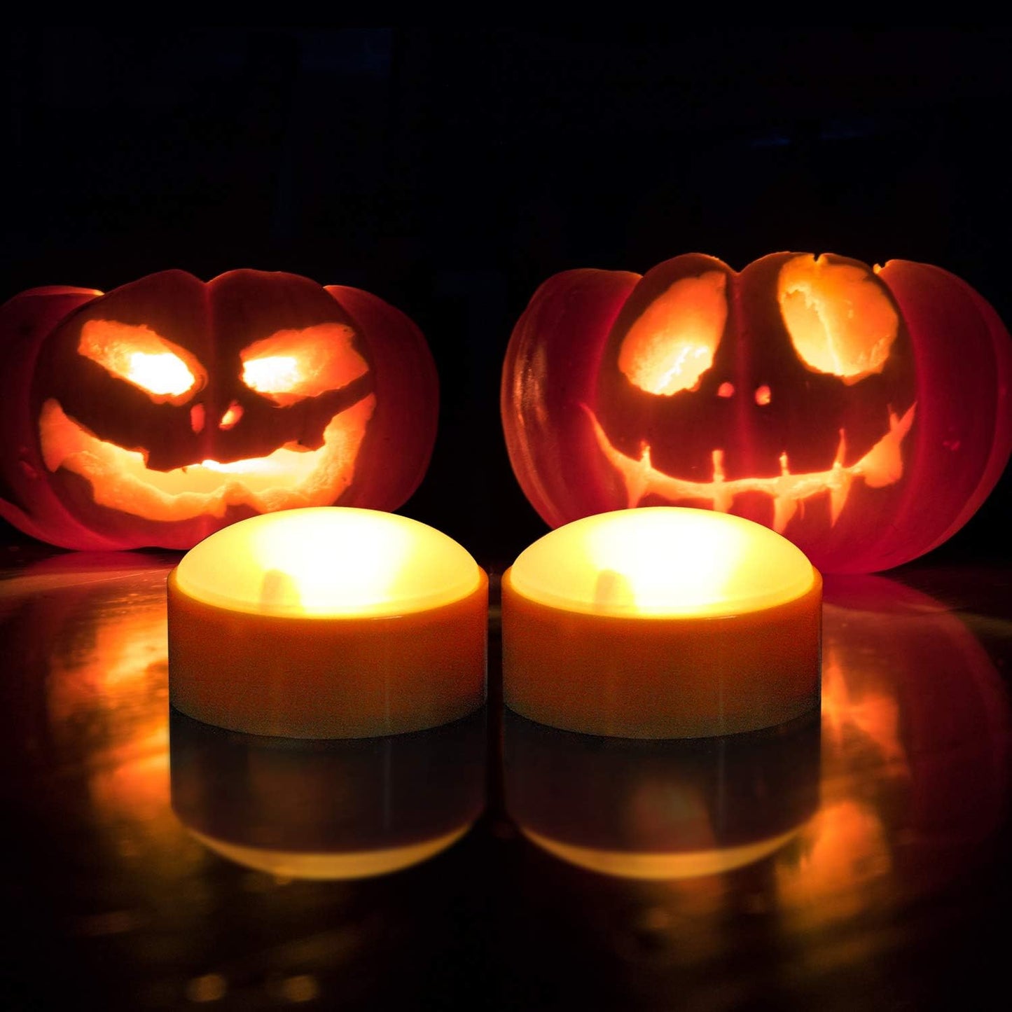 LED Pumpkin Lights with Remote and Timer, Battery Operated Bright Flickering Flameless Candles for Pumpkin Decor, Jack-O-Lantern Halloween Party Decorations,Orange Color, 2 Pack