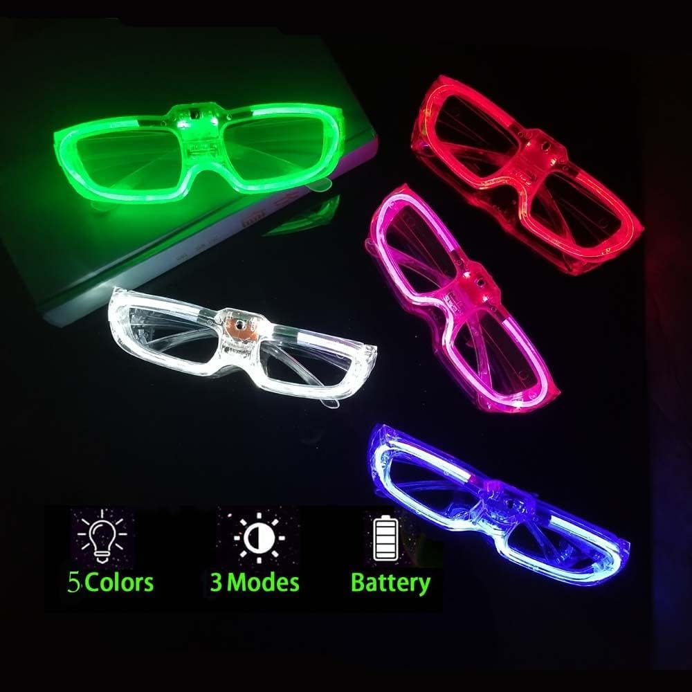 50 Packs LED Glasses Mardi Gras Party Supplies ,5 Neon Colors,3 Light Modes Light up Glow Sticks Glasses Toys Party Supplies for kids Adults Fit Halloween Christmas New Year Eve Graduations (50)